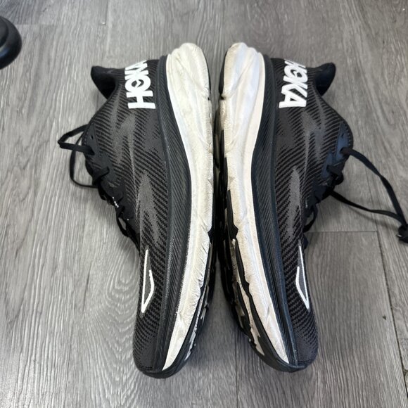 Hoka One One Mens Clifton 9 1127895 BWHT Black Running Shoes Sneakers Size 12 D main image 8